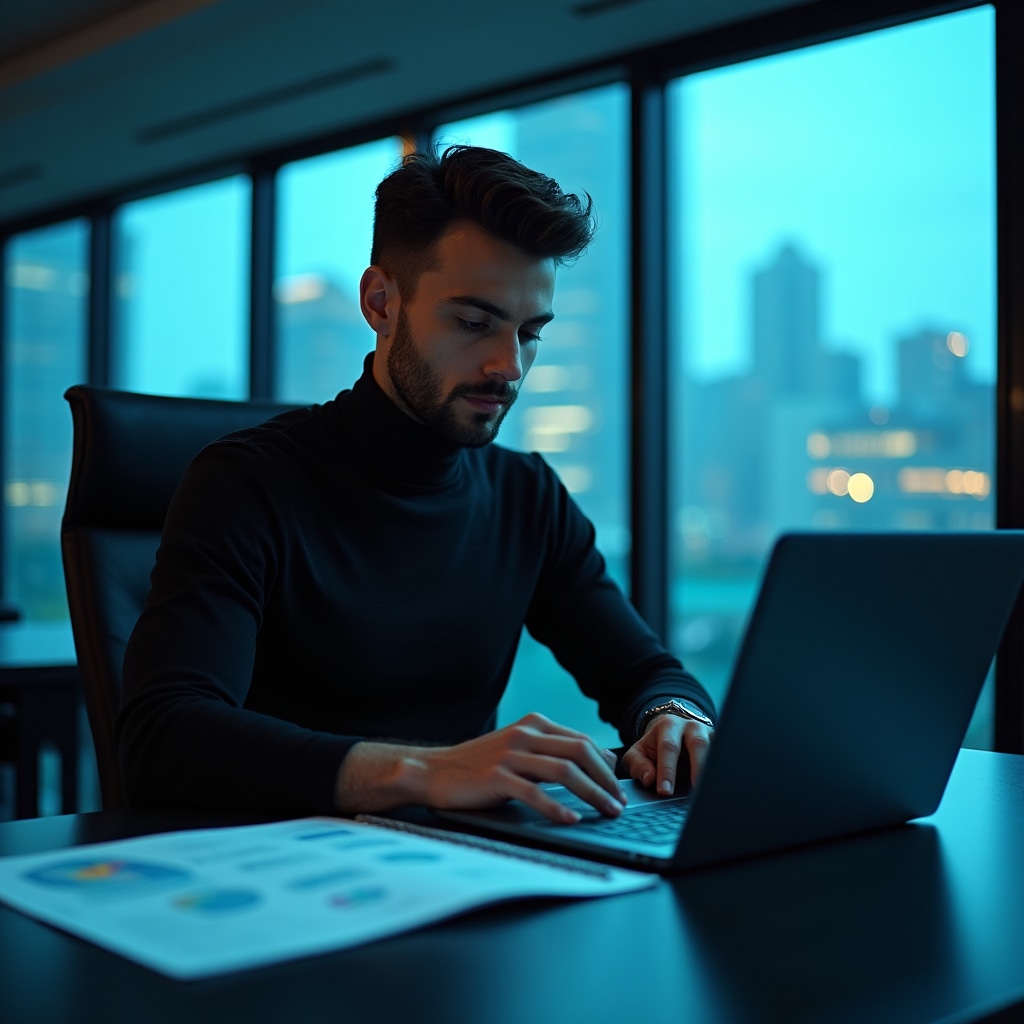 Fondator startup în birou modern Cluj-Napoca